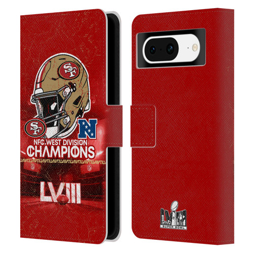 NFL 2024 Division Champions NFC Helmet 49ers Leather Book Wallet Case Cover For Google Pixel 8