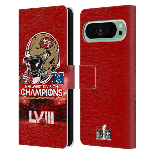 NFL 2024 Division Champions NFC Helmet 49ers Leather Book Wallet Case Cover For Google Pixel 9 Pro XL