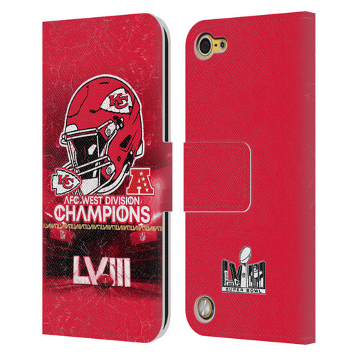 NFL 2024 Division Champions AFC Helmet Chiefs Leather Book Wallet Case Cover For Apple iPod Touch 5G 5th Gen