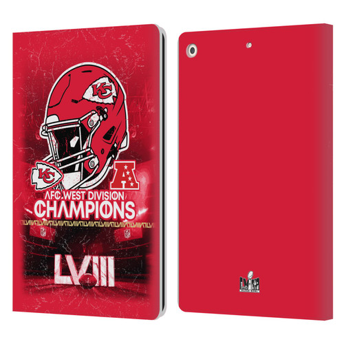 NFL 2024 Division Champions AFC Helmet Chiefs Leather Book Wallet Case Cover For Apple iPad 10.2 2019/2020/2021