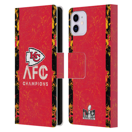 NFL 2024 Division Champions AFC Champ Chiefs Leather Book Wallet Case Cover For Apple iPhone 11
