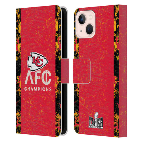 NFL 2024 Division Champions AFC Champ Chiefs Leather Book Wallet Case Cover For Apple iPhone 13