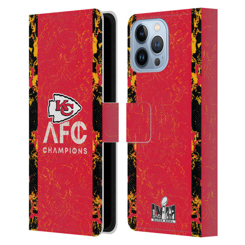 NFL 2024 Division Champions AFC Champ Chiefs Leather Book Wallet Case Cover For Apple iPhone 13 Pro Max