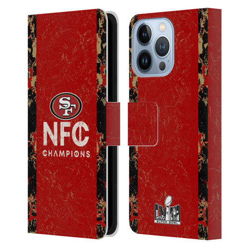 NFL 2024 Division Champions NFC Champ 49ers Leather Book Wallet Case Cover For Apple iPhone 13 Pro
