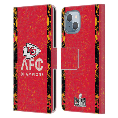 NFL 2024 Division Champions AFC Champ Chiefs Leather Book Wallet Case Cover For Apple iPhone 14