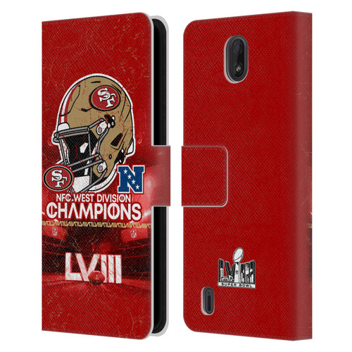 NFL 2024 Division Champions NFC Helmet 49ers Leather Book Wallet Case Cover For Nokia C01 Plus/C1 2nd Edition