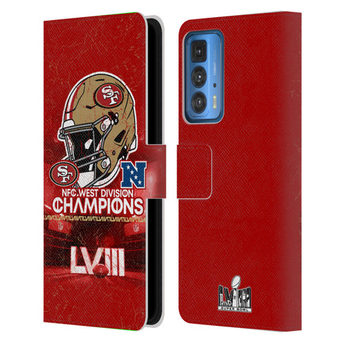 NFL 2024 Division Champions NFC Helmet 49ers Leather Book Wallet Case Cover For Motorola Edge (2022)