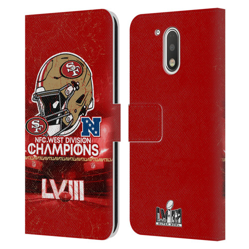 NFL 2024 Division Champions NFC Helmet 49ers Leather Book Wallet Case Cover For Motorola Moto G41