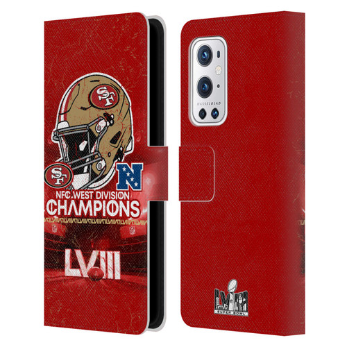 NFL 2024 Division Champions NFC Helmet 49ers Leather Book Wallet Case Cover For OnePlus 9 Pro