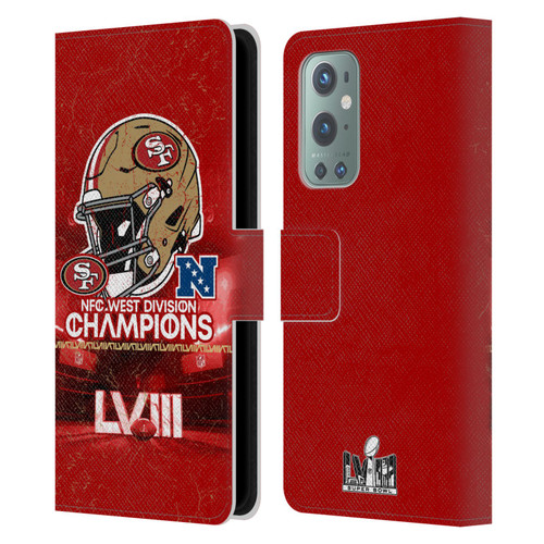 NFL 2024 Division Champions NFC Helmet 49ers Leather Book Wallet Case Cover For OnePlus 9