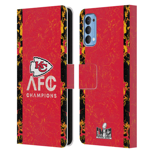 NFL 2024 Division Champions AFC Champ Chiefs Leather Book Wallet Case Cover For OPPO Reno 4 5G