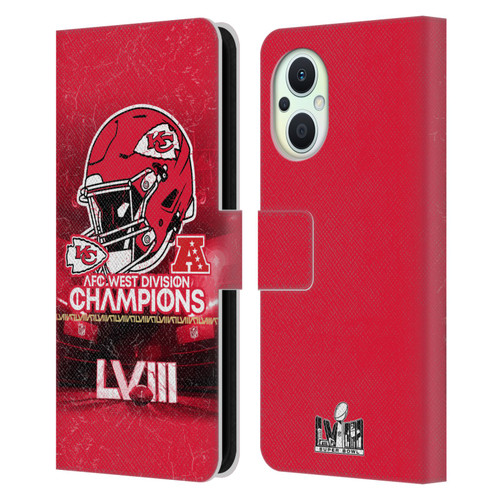 NFL 2024 Division Champions AFC Helmet Chiefs Leather Book Wallet Case Cover For OPPO Reno8 Lite