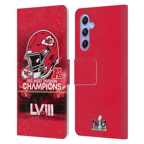 NFL 2024 Division Champions AFC Helmet Chiefs Leather Book Wallet Case Cover For Samsung Galaxy A34 5G