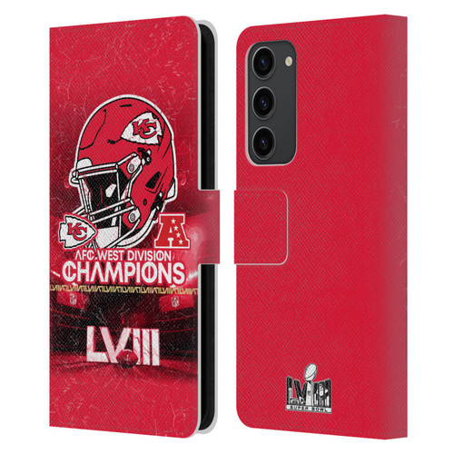 NFL 2024 Division Champions AFC Helmet Chiefs Leather Book Wallet Case Cover For Samsung Galaxy S23+ 5G