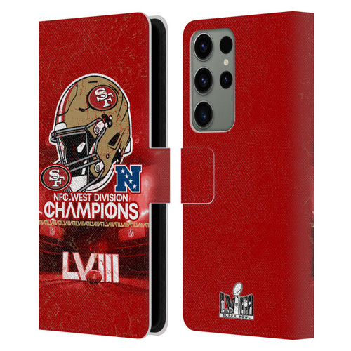 NFL 2024 Division Champions NFC Helmet 49ers Leather Book Wallet Case Cover For Samsung Galaxy S23 Ultra 5G