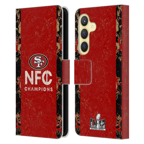 NFL 2024 Division Champions NFC Champ 49ers Leather Book Wallet Case Cover For Samsung Galaxy S24 5G