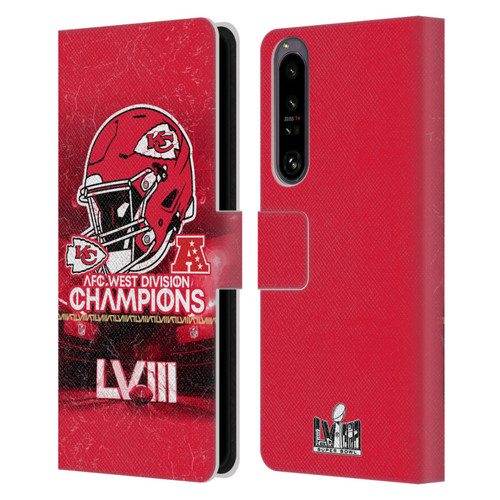 NFL 2024 Division Champions AFC Helmet Chiefs Leather Book Wallet Case Cover For Sony Xperia 1 IV