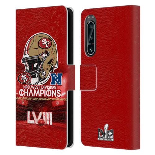 NFL 2024 Division Champions NFC Helmet 49ers Leather Book Wallet Case Cover For Sony Xperia 5 IV