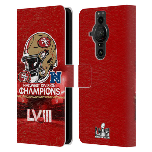 NFL 2024 Division Champions NFC Helmet 49ers Leather Book Wallet Case Cover For Sony Xperia Pro-I