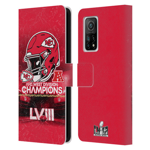 NFL 2024 Division Champions AFC Helmet Chiefs Leather Book Wallet Case Cover For Xiaomi Mi 10T 5G