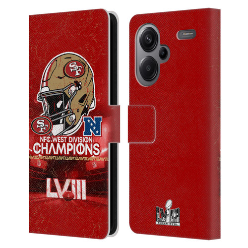 NFL 2024 Division Champions NFC Helmet 49ers Leather Book Wallet Case Cover For Xiaomi Redmi Note 13 Pro Plus 5G