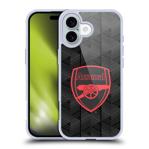 Arsenal FC Crest and Gunners Logo Black Soft Gel Case for Apple iPhone 16