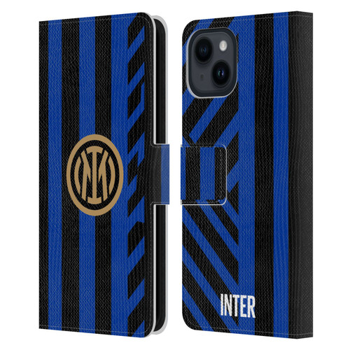 Fc Internazionale Milano 2024/25 Crest Kit Home Leather Book Wallet Case Cover For Apple iPhone 15
