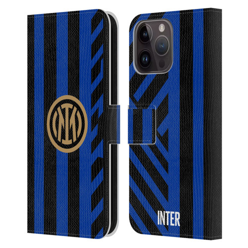 Fc Internazionale Milano 2024/25 Crest Kit Home Leather Book Wallet Case Cover For Apple iPhone 15 Pro Max