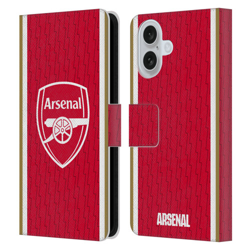 Arsenal FC 2023/24 Crest Kit Home Leather Book Wallet Case Cover For Apple iPhone 16