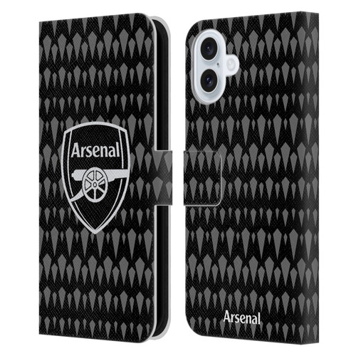 Arsenal FC 2023/24 Crest Kit Home Goalkeeper Leather Book Wallet Case Cover For Apple iPhone 16 Plus