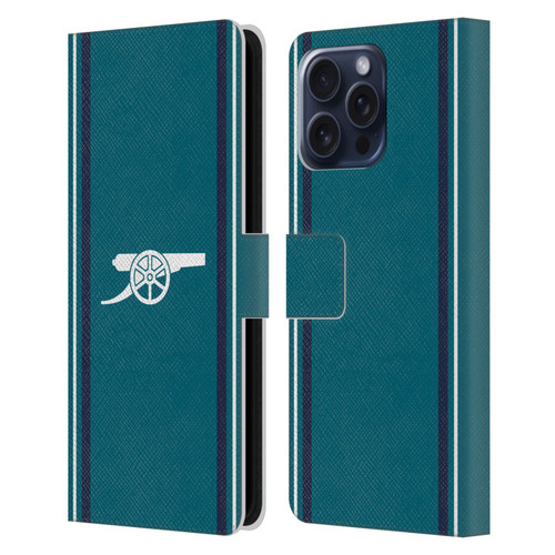 Arsenal FC 2023/24 Crest Kit Third Leather Book Wallet Case Cover For Apple iPhone 16 Pro Max