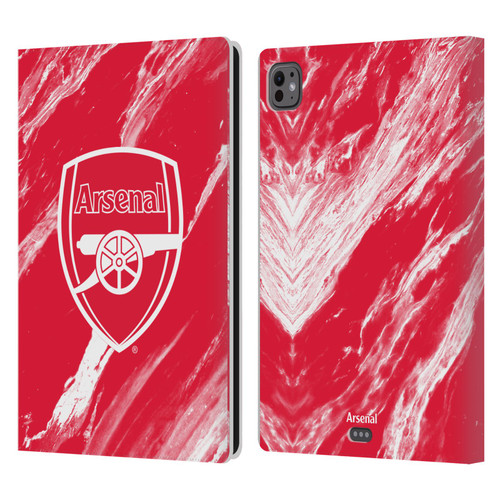 Arsenal FC Crest Patterns Red Marble Leather Book Wallet Case Cover For Apple iPad Pro 11 M4 2024