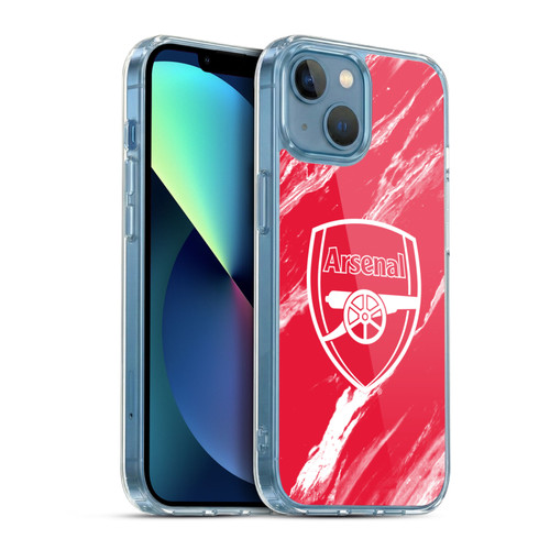 Arsenal FC Crest Patterns Red Marble Soft Gel Case for Apple iPhone 13 Mini & MagSafe