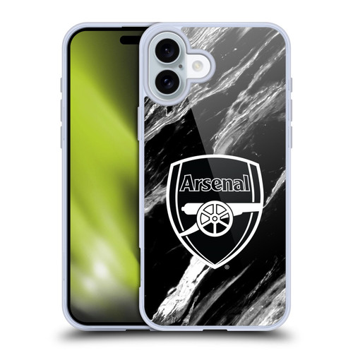 Arsenal FC Crest Patterns Marble Soft Gel Case for Apple iPhone 16 Plus