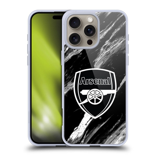 Arsenal FC Crest Patterns Marble Soft Gel Case for Apple iPhone 16 Pro Max