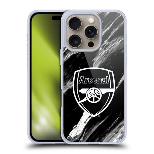 Arsenal FC Crest Patterns Marble Soft Gel Case for Apple iPhone 16 Pro