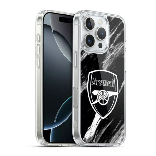 Arsenal FC Crest Patterns Marble Soft Gel Case for Apple iPhone 16 Pro & MagSafe