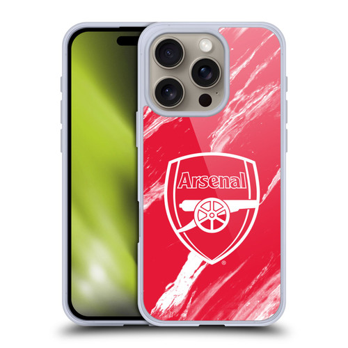 Arsenal FC Crest Patterns Red Marble Soft Gel Case for Apple iPhone 16 Pro