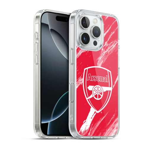 Arsenal FC Crest Patterns Red Marble Soft Gel Case for Apple iPhone 16 Pro & MagSafe
