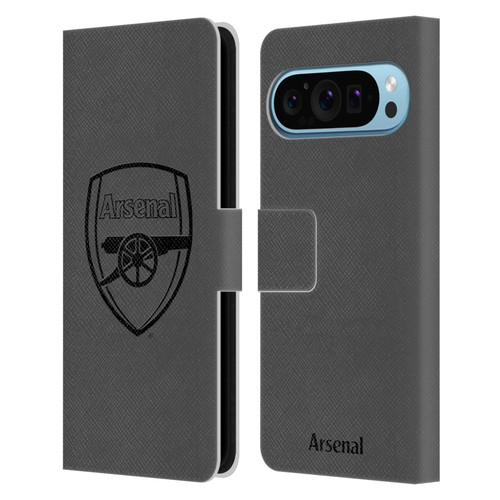 Arsenal FC Crest 2 Black Logo Leather Book Wallet Case Cover For Google Pixel 9 / Pixel 9 Pro
