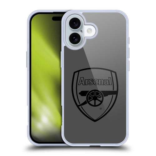 Arsenal FC Crest 2 Black Logo Soft Gel Case for Apple iPhone 16 & MagSafe