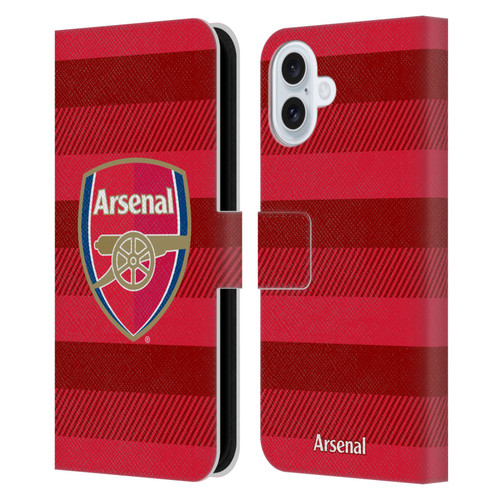 Arsenal FC Crest 2 Training Red Leather Book Wallet Case Cover For Apple iPhone 16 Plus