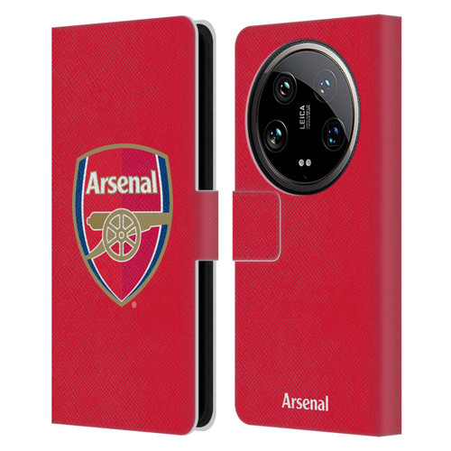 Arsenal FC Crest 2 Full Colour Red Leather Book Wallet Case Cover For Xiaomi 14 Ultra