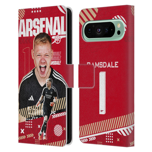 Arsenal FC 2023/24 First Team Aaron Ramsdale Leather Book Wallet Case Cover For Google Pixel 9 Pro XL