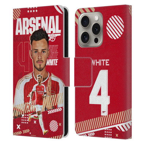Arsenal FC 2023/24 First Team Ben White Leather Book Wallet Case Cover For Apple iPhone 16 Pro