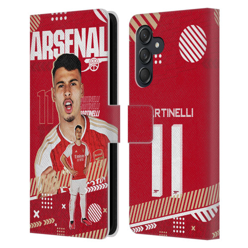 Arsenal FC 2023/24 First Team Gabriel Leather Book Wallet Case Cover For Samsung Galaxy M55 5G Arsenal FC 2023/24 First Team Gabriel Leather Book Wallet Case Cover For Samsung Galaxy M55 5G