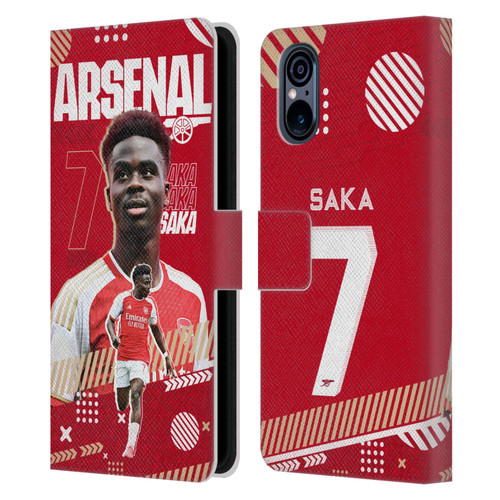Arsenal FC 2023/24 First Team Bukayo Saka Leather Book Wallet Case Cover For Sony Xperia 5 V 5G