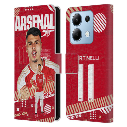 Arsenal FC 2023/24 First Team Gabriel Leather Book Wallet Case Cover For Xiaomi Redmi Note 13/13 Pro 5G