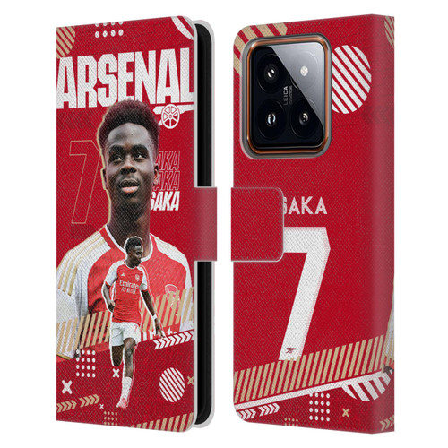 Arsenal FC 2023/24 First Team Bukayo Saka Leather Book Wallet Case Cover For Xiaomi 14
