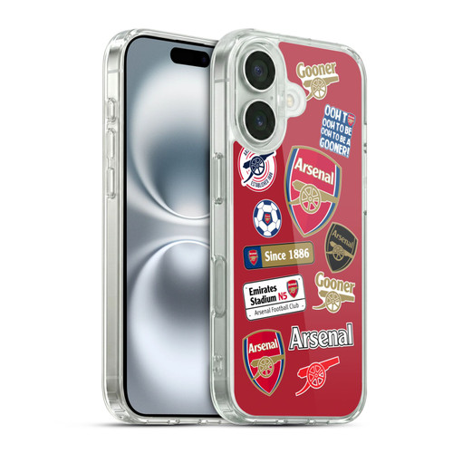 Arsenal FC Logos Collage Soft Gel Case for Apple iPhone 16 & MagSafe